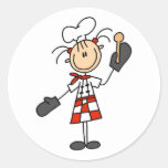 Kockflicka med träskedklistermärkear