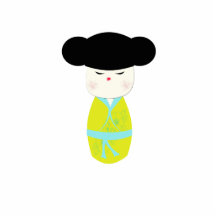 Kokeshi docka med den gula kimonoen acrylic cut out