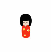 Kokeshi docka med den röda kimonoen photo cut out