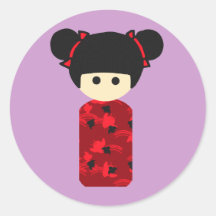 Kokeshi ljus klistermärke