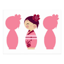Kokeshi Sakura Silhouettes Vykort