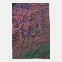 Kökshanddukar--Zentangle webben i rött