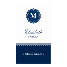 Konditioninstruktör - elegant blåttsnöreMonogram Visit Kort