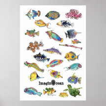 Konst för ImaginOcean tecknadfisk Posters