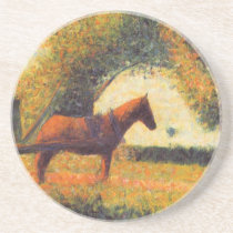 Konst för pointillist för Seurat häst- och vagnsmå underlägg