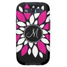 Konst för shock rosa- och vitblommaPetals på svart Galaxy S3 Fodral