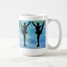 Konståkare på blått kaffe mugg