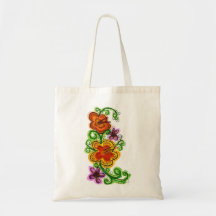 Konstblomman hänger lös tote bags