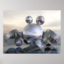 Konstnärlig affisch sci-fi med reflekterande värld