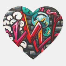 Konstnärliga grafittiprodukter hjärtformade klistermärken