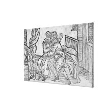Koppla ihop att kyssa, illustration'Roxburghe ball Canvastryck