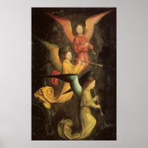 Kör av änglar av Simon Marmion, renaissancekonst Affisch