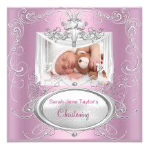 Kor för rosor för silver för Christeningdopflicka Inbjudningskort