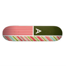 Korall- & gröntrandar; Randigt Skate Board Deck