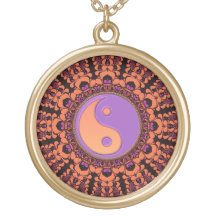 Korall+Lila Yin Yang modernt Batikhalsband
