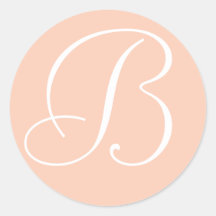 Korall och sälar för Whte Monogrammed bröllopkuver Runda Klistermärken