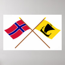 Korsad flaggor av norgen och Nordland Affischer