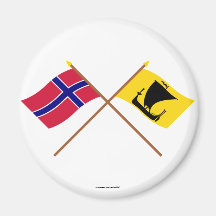 Korsad flaggor av norgen och Nordland Kylskåpmagneter