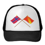 Korsad flaggor av norgen och Østfold Keps