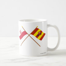 Korsad flaggor av Polen och Łódzkie Kaffe Koppar