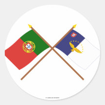 Korsad flaggor av Portugal och Azoresna Rund Klistermärke