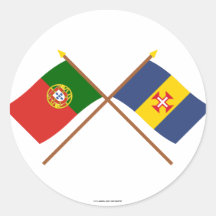 Korsad flaggor av Portugal och Madeira Rund Klistermärke
