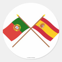 Korsad flaggor av Portugal och Spanien Klistermärke