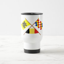 Korsad Flanders och Antwerp flaggor med Belgien Kaffe Kopp