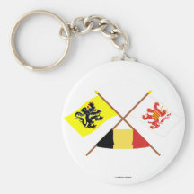 Korsad Flanders och Limbourg flaggor med Belgien Nyckel Ring
