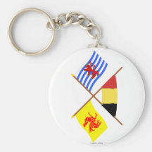 Korsad Walloon & Luxembourg flaggor w Belgien Nyckel Ringar
