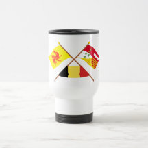 Korsad Walloon och Liège flaggor med Belgien Mugg