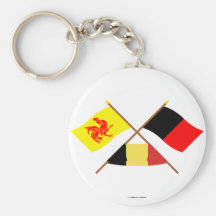 Korsad Walloon och Namur flaggor med Belgien Nyckelring