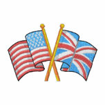 Korsade USA och Uk-flaggor broderade tröjor