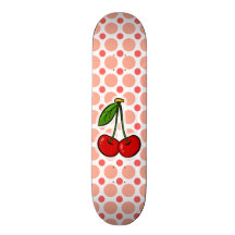 Körsbär; Rosa- & korallpolka dots Skate Deck