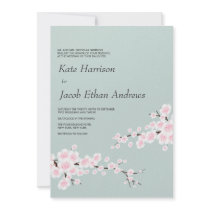 Körsbärsröd blommarbröllopinbjudan //Seafoam