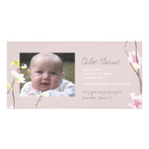 Körsbärsrött blommarbabymeddelande fotokort