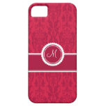Körsbärsrött Monogrammed damastast fodral för iPho iPhone 5 Cases