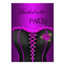 Korsett för magenta för Bachelorette partysvart pu Personliga Inbjudningskort
