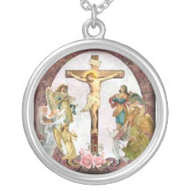 korsfäste christ med ängel runt om honom personliga halsband