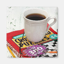 Korsordpussel med kaffe magneter