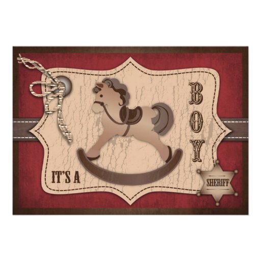 Kort B för Cowboybabyinbjudan