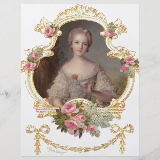 Kort för barndrottningMarie Antoinette rosa ros Flyg Blad