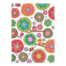 Kort för fågel- och blommaillustrationinbjudan