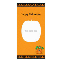 Kort för foto för happy halloweenpumpaSmiley Hälsningskort Med Foto