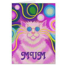 kort "för groovy födelsedag" för Psy-katt-delic "M