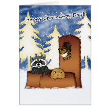 Kort för Groundhog dag - Groundog, Racoon, uggla