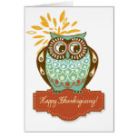Kort för happy thanksgiving för färgrik höstuggla 