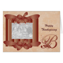 Kort för mall för thanksgivingfotoMonogram B