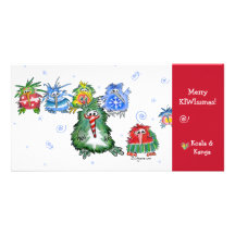 Kort för tecknadKiwigod jul Anpassingsbara Fotokort