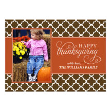 Kort för thanksgiving för nedgångQuatrefoil mönste Anpassade Inbjudan
